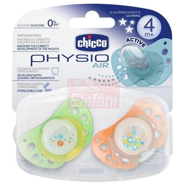 Chicco Physio Air Játszócumi 4hó+ 2db #világító Chicco Physio Air Játszócumi 4hó+ 2db #világító