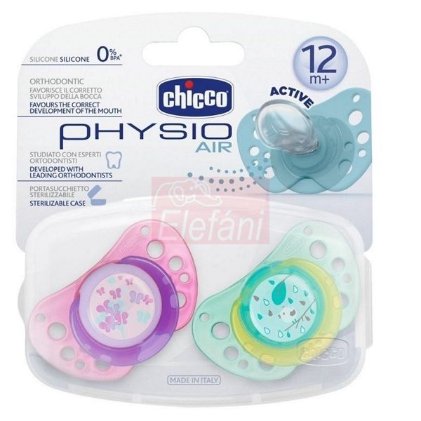 Chicco Physio Air Játszócumi 12hó+ 2db #pink-zöld Chicco Physio Air Játszócumi 12hó+ 2db #pink-zöld