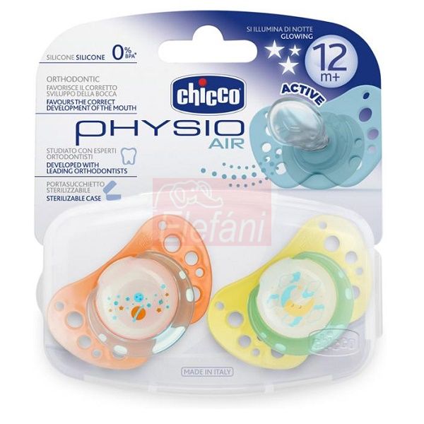 Chicco Physio Air Játszócumi 12hó+ 2db #világító Chicco Physio Air Játszócumi 12hó+ 2db #világító